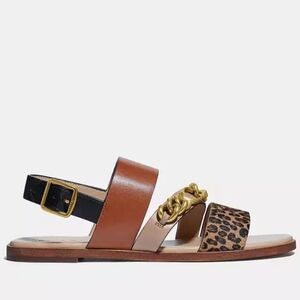 NWT Coach Heather Leopard Print Calf Hair Leather Sandals G4777 Size 7.5B EU38